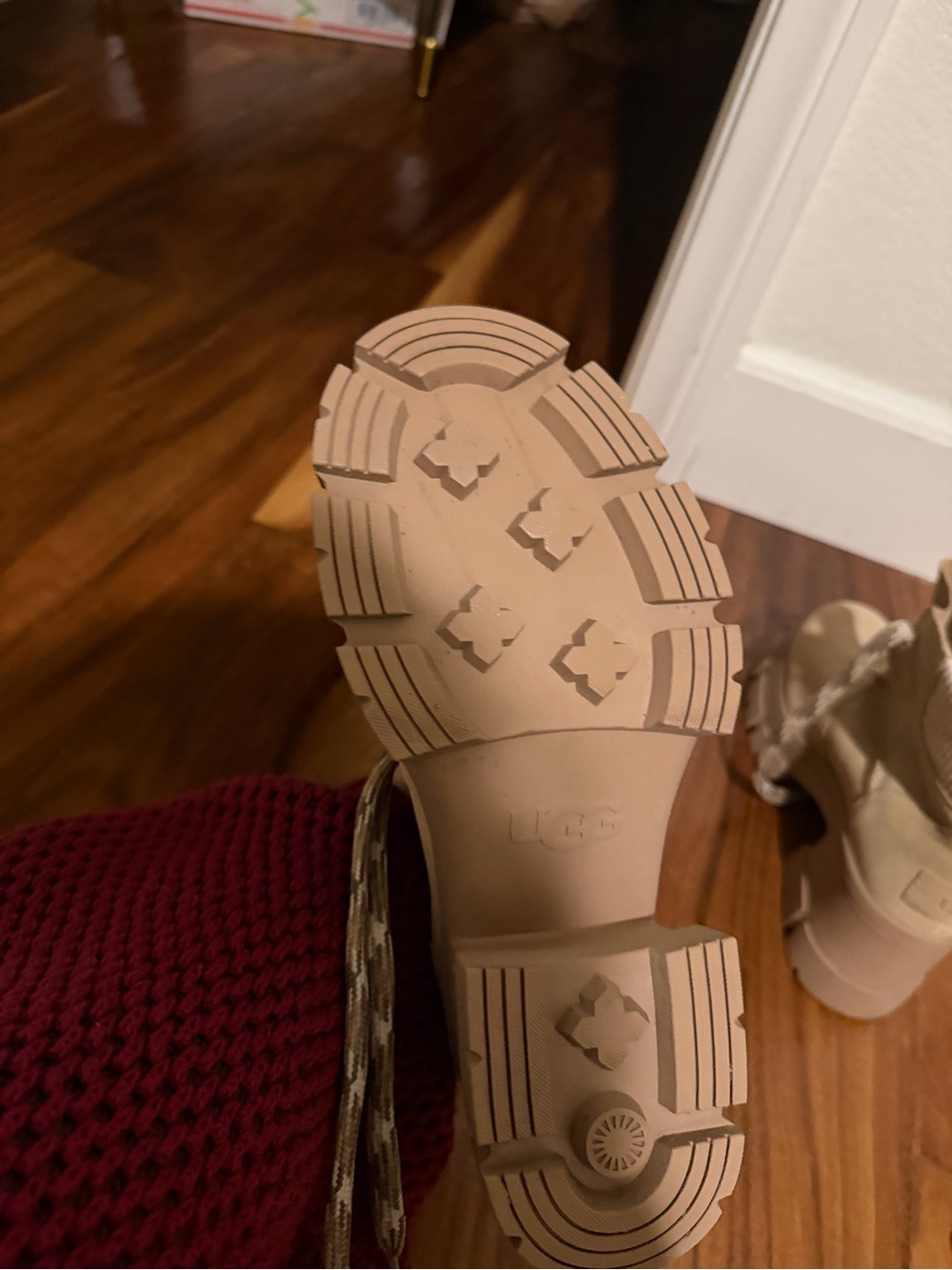 UGG Chunky Lace-Up Heeled Ankle Boots in Tan - Picture 4 of 6